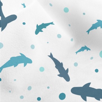 Blue Shark Silhouette Micro Fleece