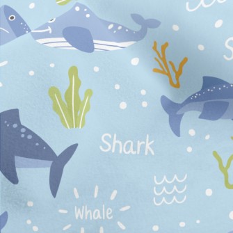 Cartoon Whale And Shark Micro Fleece