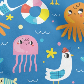 Summer Seagulls And Ocean Micro Fleece