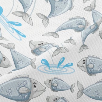 Cartoon Lively Fish Piqué