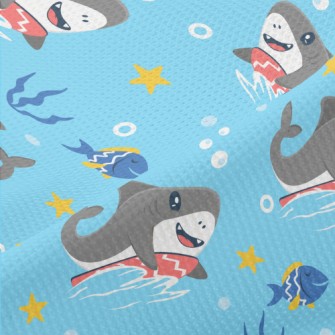 Cute Surfing Shark Piqué