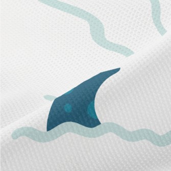 Hand Drawn Blue Shark Fin Piqué