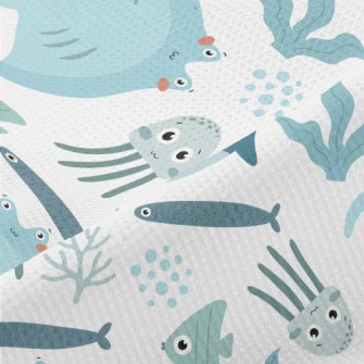 Big Eyed Underwater Animals Piqué