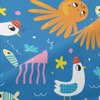 Summer Seagulls And Ocean Piqué