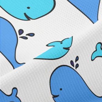 Hand Drawn Spouting Whale Piqué