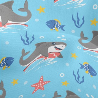 Cute Surfing Shark Lightweight Performance Linen