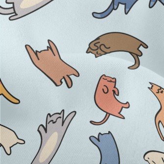 Doodle Colored Cat Lightweight Performance Linen