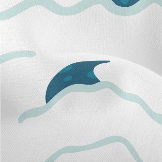 Hand Drawn Blue Shark Fin Lightweight Performance Linen