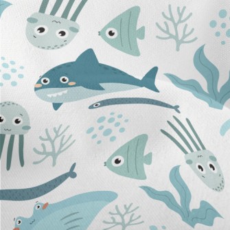 Big Eyed Underwater Animals Lightweight Performance Linen
