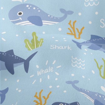 Cartoon Whale And Shark Lightweight Performance Linen