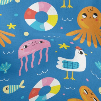 Summer Seagulls And Ocean Lightweight Performance Linen