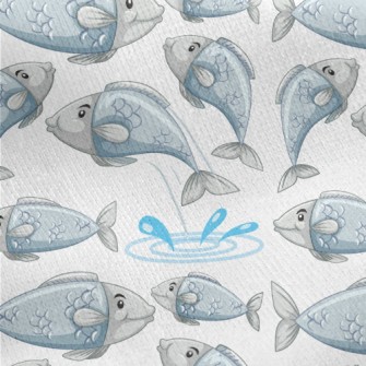 Cartoon Lively Fish Jersey Backed Fleece