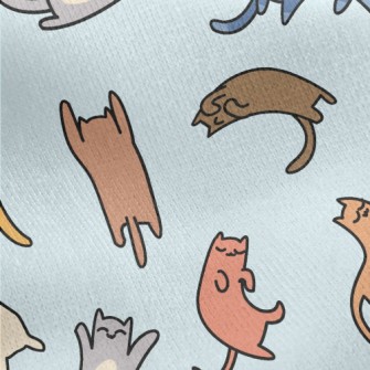 Doodle Colored Cat Jersey Backed Fleece