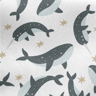 Starry Sky Pattern Whale Jersey Backed Fleece