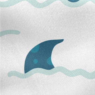 Hand Drawn Blue Shark Fin Jersey Backed Fleece