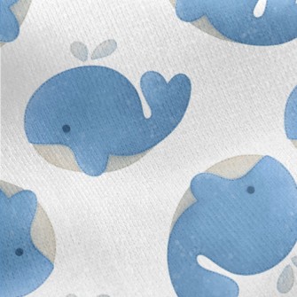 Cute Watercolor Whale Jersey Backed Fleece