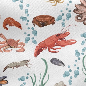 Realistic Underwater Animals Jersey Backed Fleece