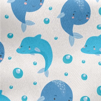 Cute Blue Whale Jersey Backed Fleece