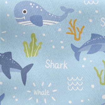 Cartoon Whale And Shark Jersey Backed Fleece