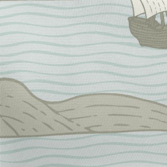 Hand Drawn Sailboat And Island Pongee