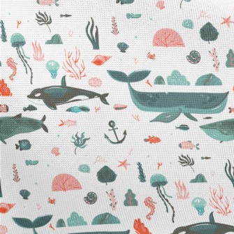 Hand Drawn Beautiful Ocean Pongee