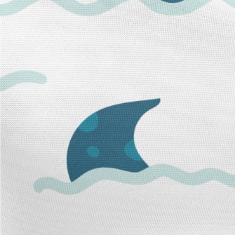 Hand Drawn Blue Shark Fin Pongee