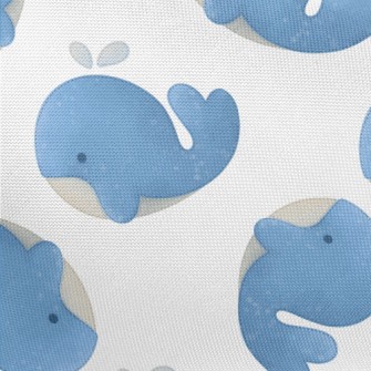 Cute Watercolor Whale Pongee