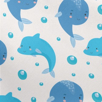 Cute Blue Whale Pongee