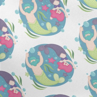 Hand Drawn Happy Mermaid Pongee