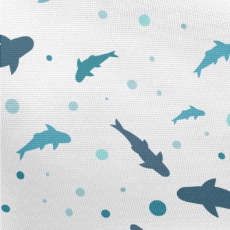 Blue Shark Silhouette Pongee