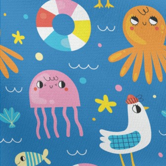 Summer Seagulls And Ocean Pongee