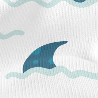 Hand Drawn Blue Shark Fin Stretch Jersey