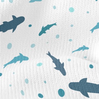 Blue Shark Silhouette Stretch Jersey