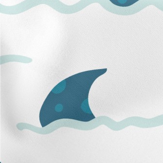 Hand Drawn Blue Shark Fin Lightweight Cotton Poplin