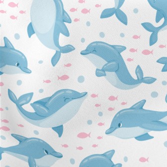 Happy Cute Dolphin Lightweight Cotton Poplin