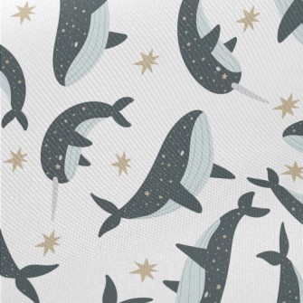 Starry Sky Pattern Whale Midweight Cotton Poplin