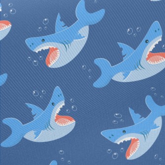 Fierce Cartoon Shark Midweight Cotton Poplin