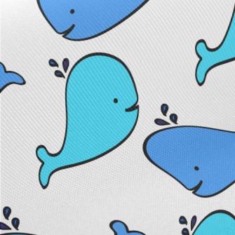 Hand Drawn Spouting Whale Midweight Cotton Poplin