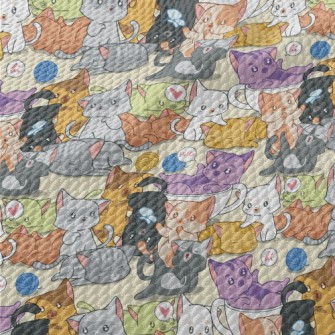 Cute Playing Cats Birdseye Piqué