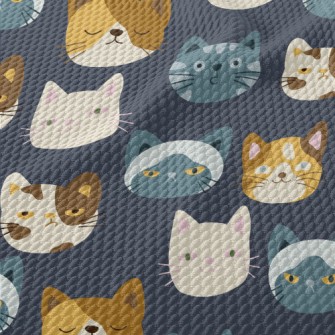 Cute Cats With Different Expre Birdseye Piqué