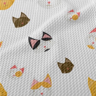 Smiling Happy Cat Head Birdseye Piqué