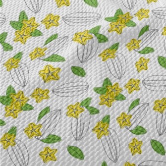 Hand Drawn Carambola Fruit Sli Birdseye Piqué