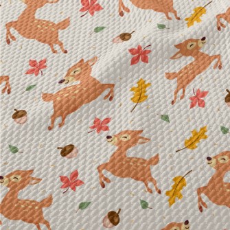 Happy Jumping Forest Deer Birdseye Piqué