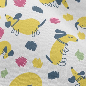 Yellow Round Cute Dachshund Chiffon