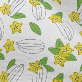Hand Drawn Carambola Fruit Sli Chiffon