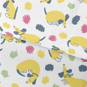 Yellow Round Cute Dachshund Waterproof Oxford