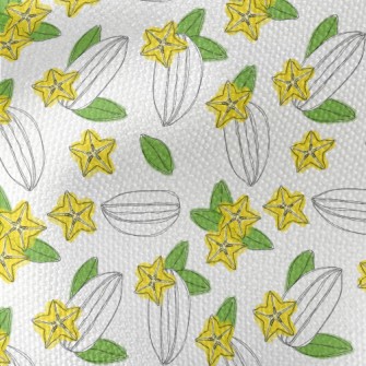 Hand Drawn Carambola Fruit Sli Waterproof Canvas