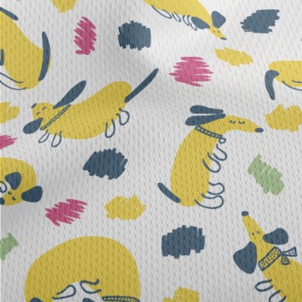 Yellow Round Cute Dachshund Athletic Mesh Flat Back