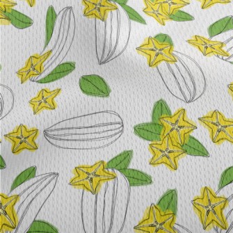 Hand Drawn Carambola Fruit Sli Athletic Mesh Flat Back