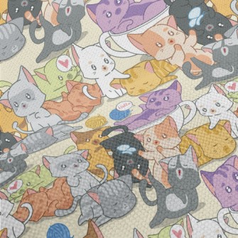 Cute Playing Cats Performance Linen
